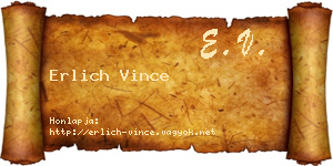 Erlich Vince névjegykártya
